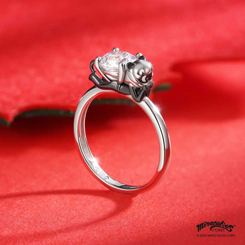 Gnoce Miraculous Cat Noir White Moissanite Ring - Image 3
