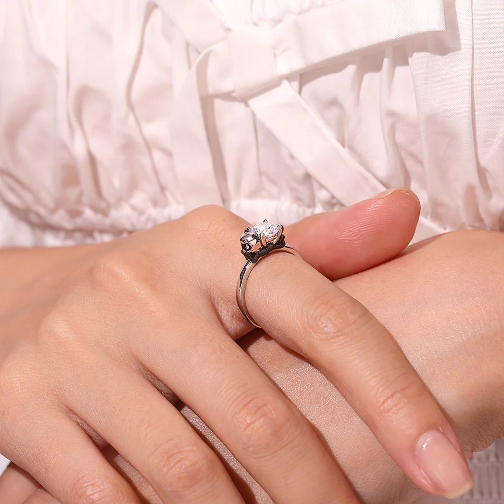 Gnoce Miraculous Cat Noir White Moissanite Ring - Image 4