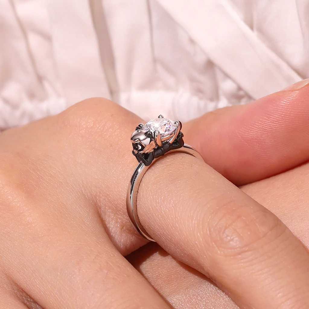 Gnoce Miraculous Cat Noir White Moissanite Ring - Image 5