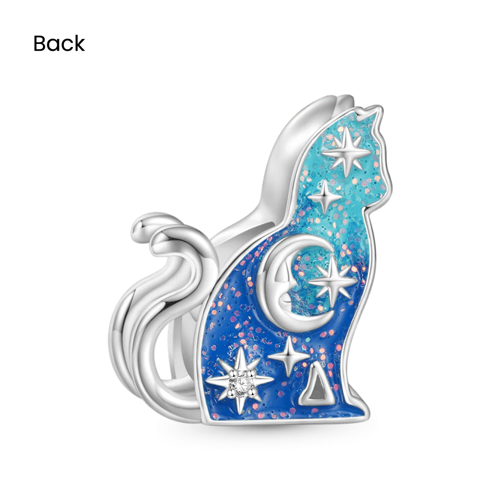 Gnoce Cat Star Moon Charm Platinum-plated Silver Blend - Image 2