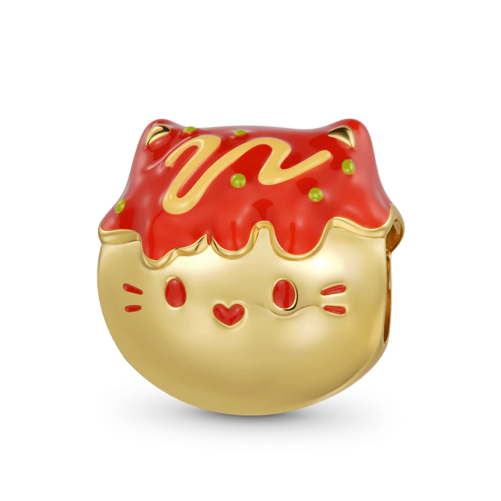 Gnoce Cat Takoyaki Charm Platinum-plated Silver Blend