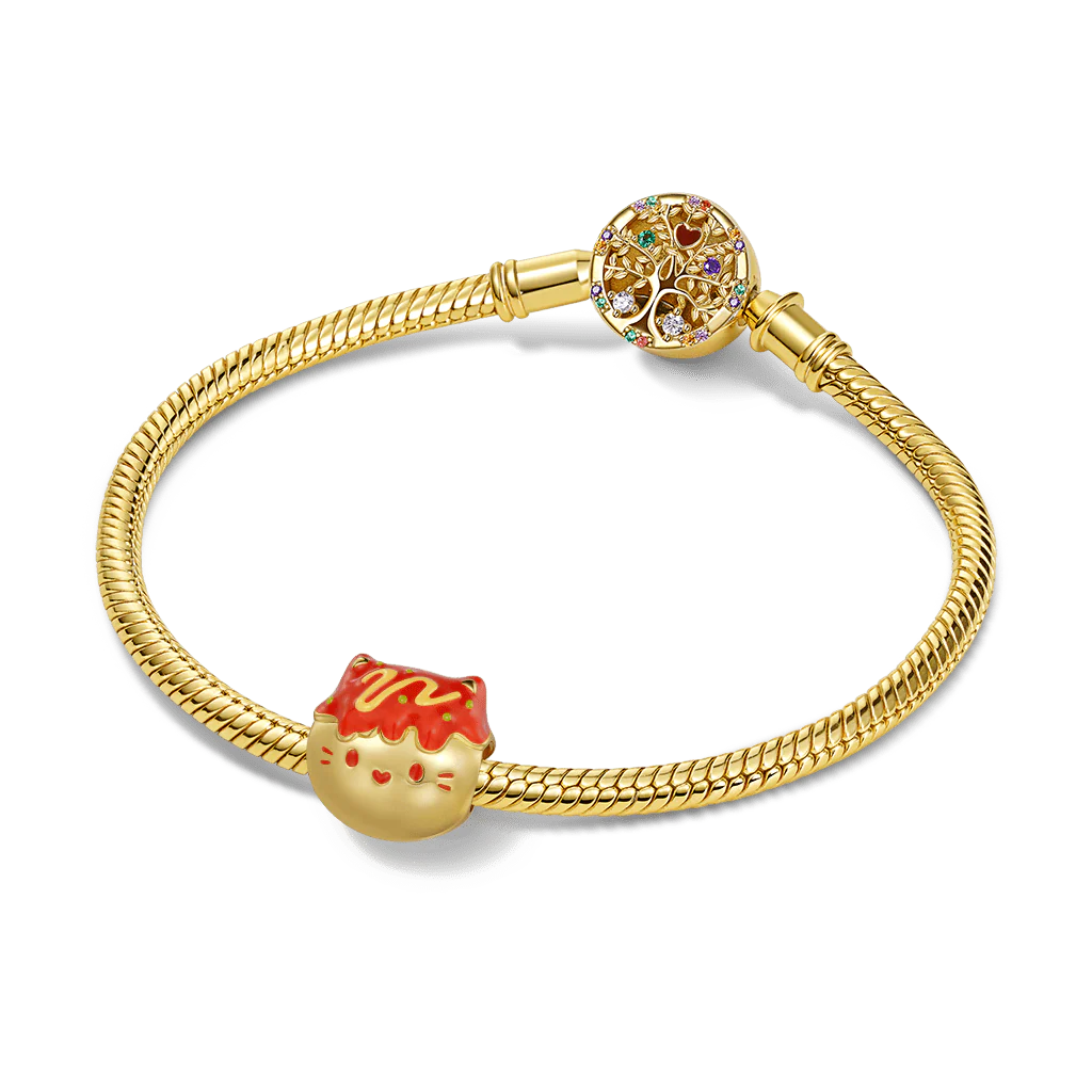 Gnoce Cat Takoyaki Charm Platinum-plated Silver Blend - Image 3