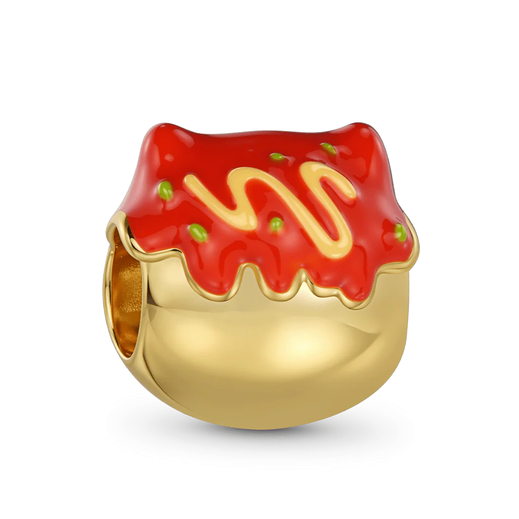 Gnoce Cat Takoyaki Charm Platinum-plated Silver Blend - Image 5