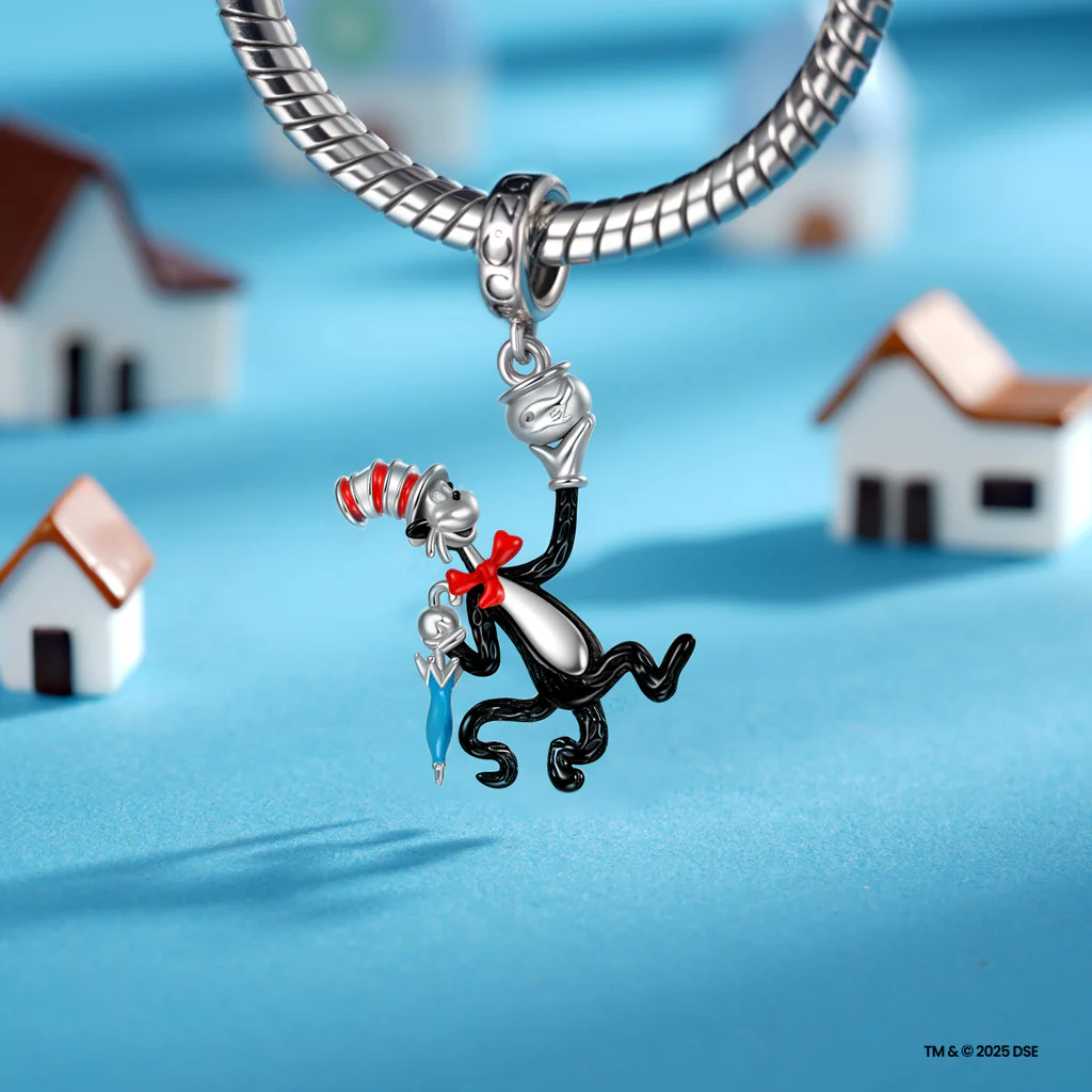 Gnoce The Cat in the Hat with Umbrella Fishbowl Pendant Dangle Charm - Image 3