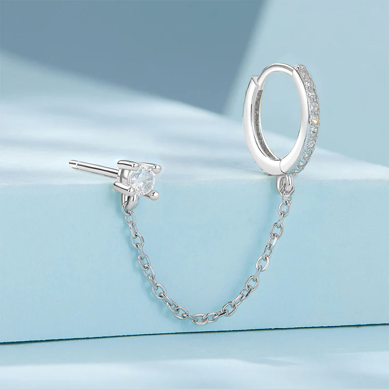 Gnoce Chain Threader Drop Hoop Earring - Image 2
