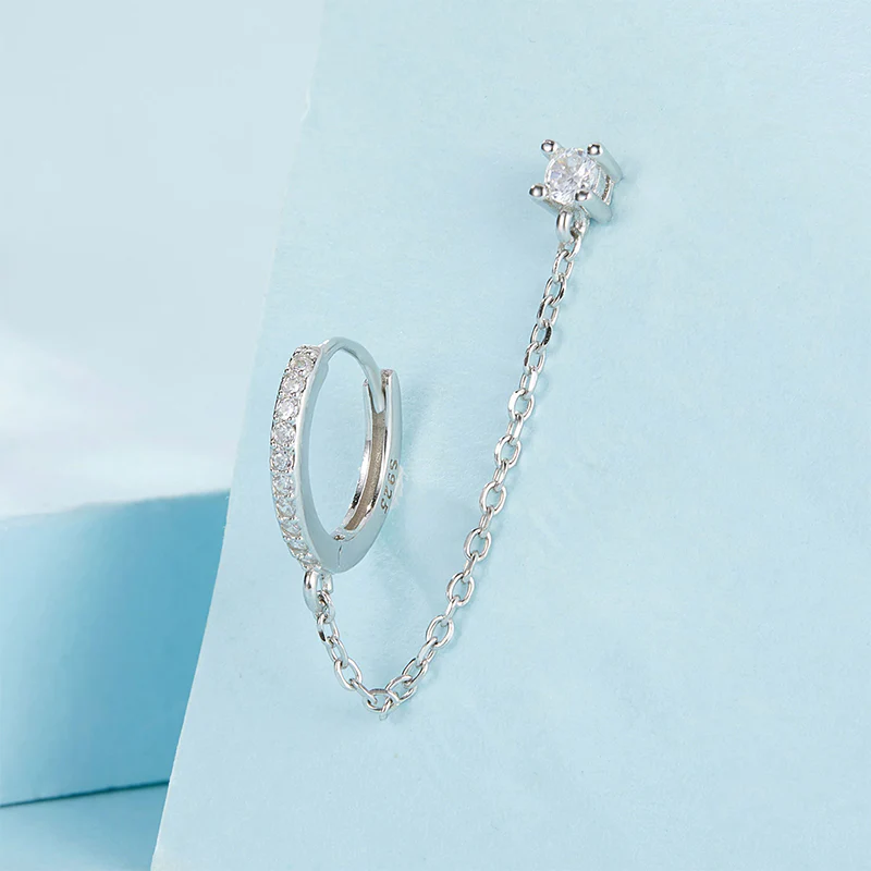 Gnoce Chain Threader Drop Hoop Earring - Image 3