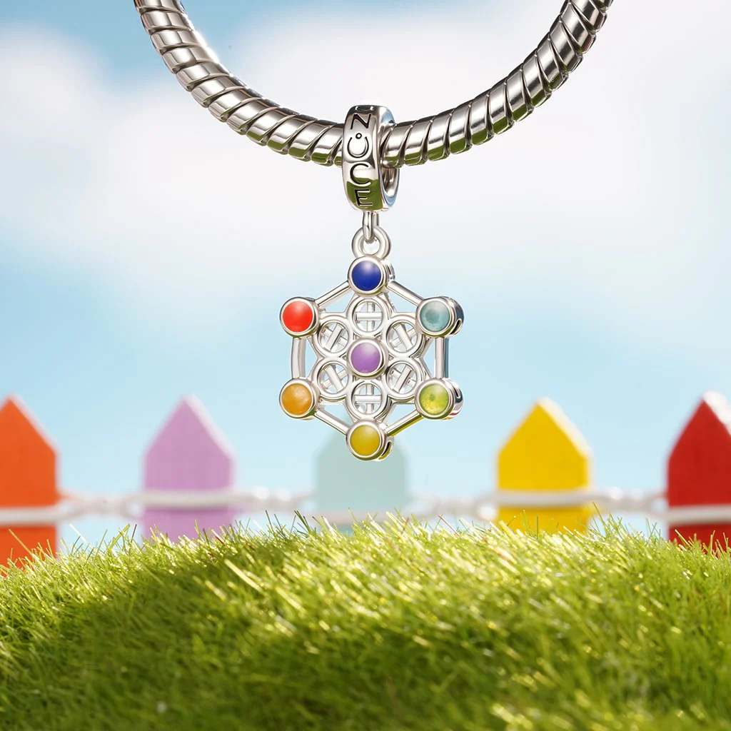 Gnoce Chakra Healing Glow-in-the-Dark Charm Platinum-plated Silver Blend - Image 4