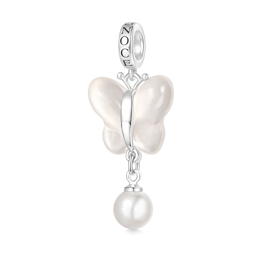 Gnoce Chalcedony Butterfly Pearl Pendant Dangle Charm