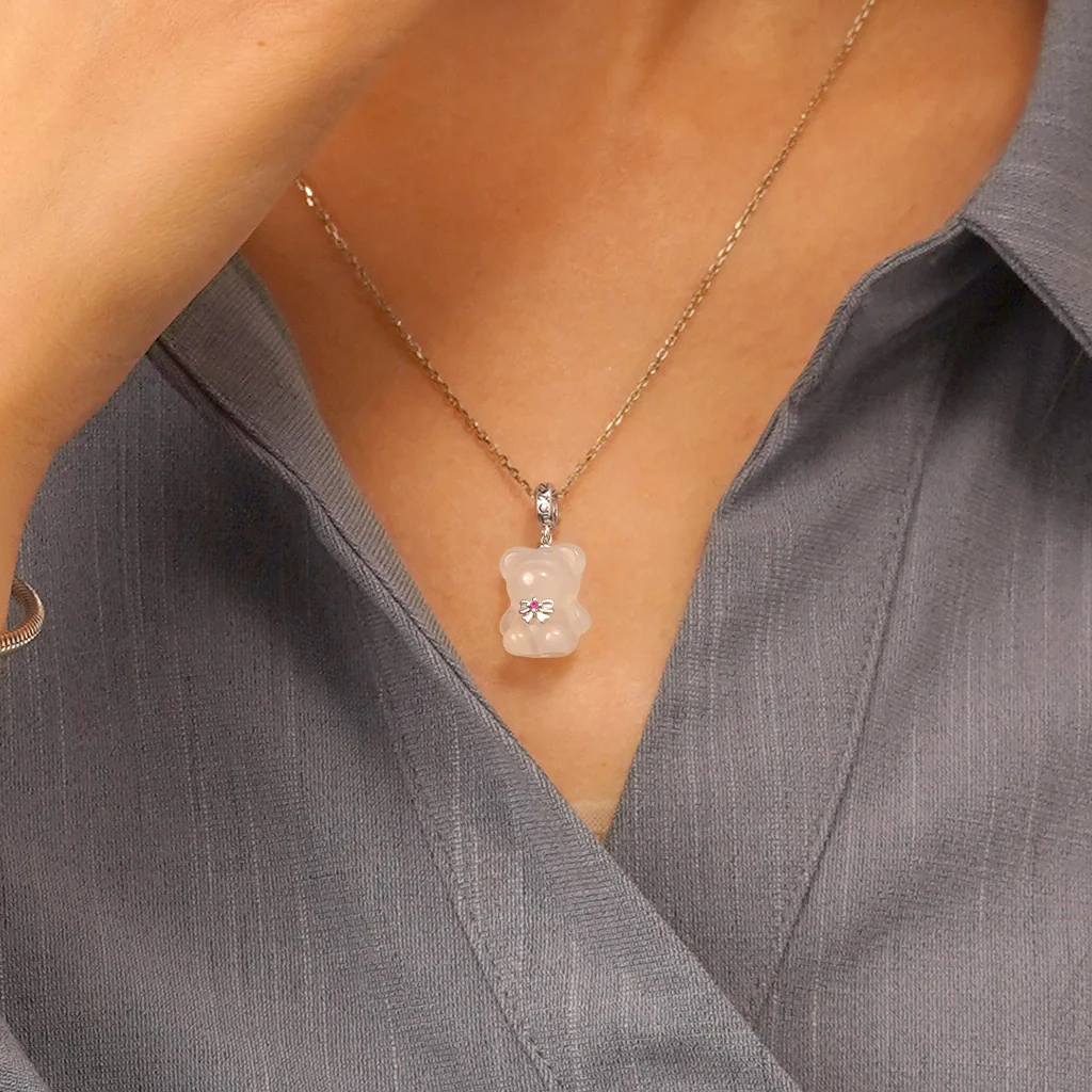 Gnoce Chalcedony Gummy Bear Pendant Dangle Charm - Image 4
