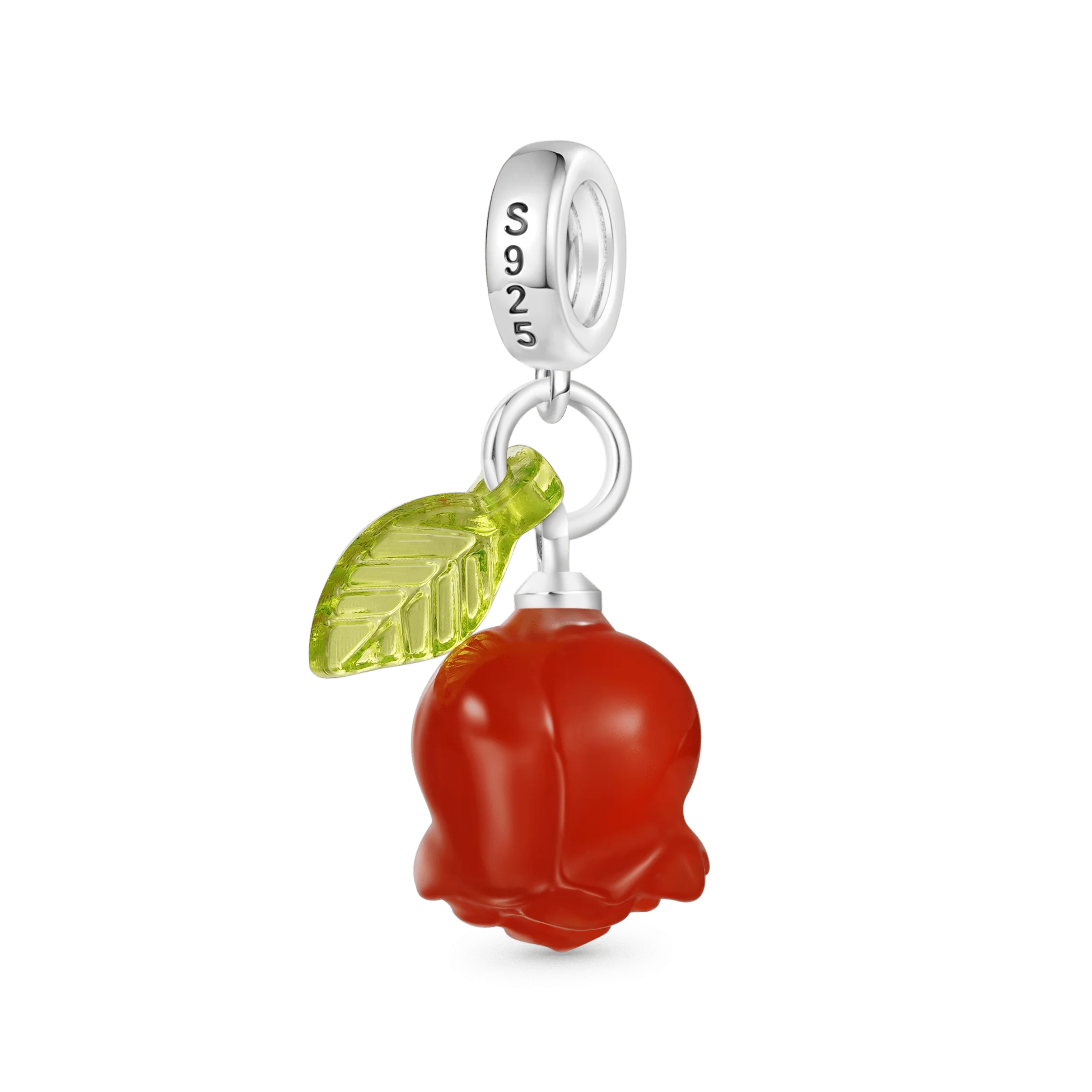 Gnoce Chalcedony Red Rose Pendant Dangle Charm - Image 2