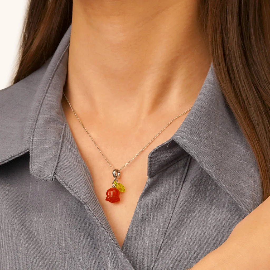 Gnoce Chalcedony Red Rose Pendant Dangle Charm - Image 5