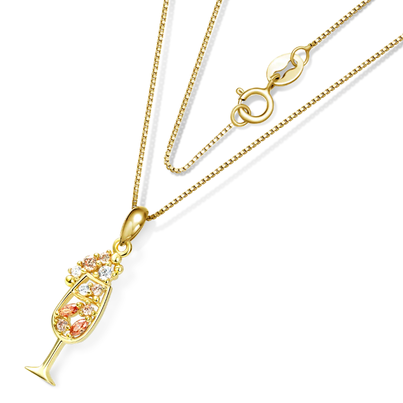 Gnoce Champagne Cocktail Necklace Platinum-plated Silver Blend - Image 3