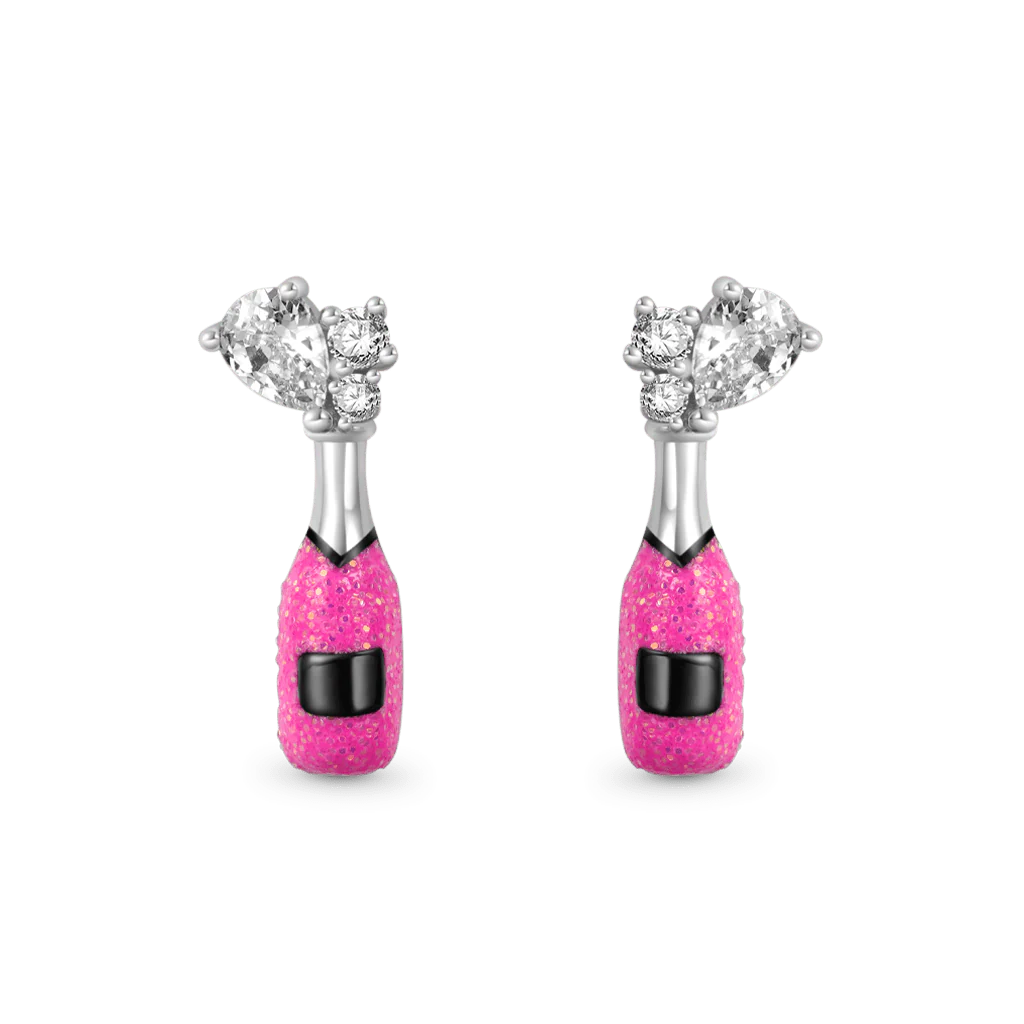 Gnoce Charming Champagne Stud Earrings Platinum-plated Silver Blend