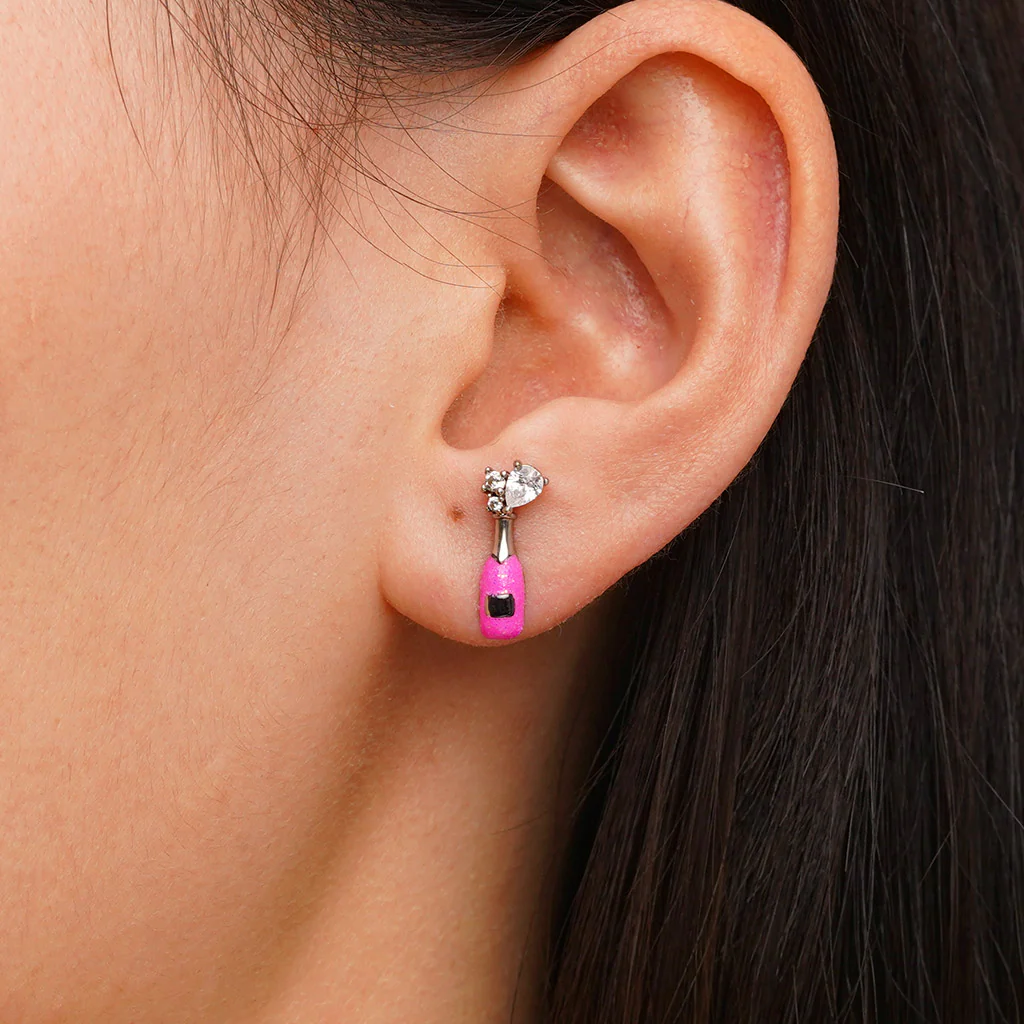 Gnoce Charming Champagne Stud Earrings Platinum-plated Silver Blend - Image 4