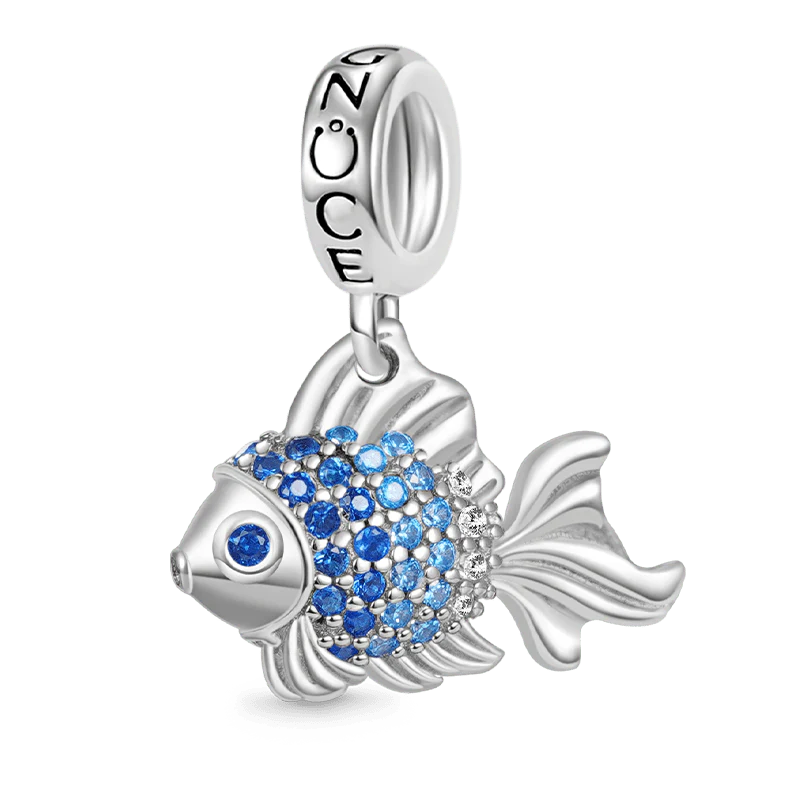 Gnoce Cheerful Fish Charm Platinum-plated Silver Blend