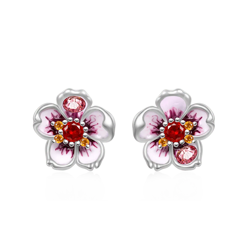 Gnoce Pink Cherry Blossoms Stud Earrings