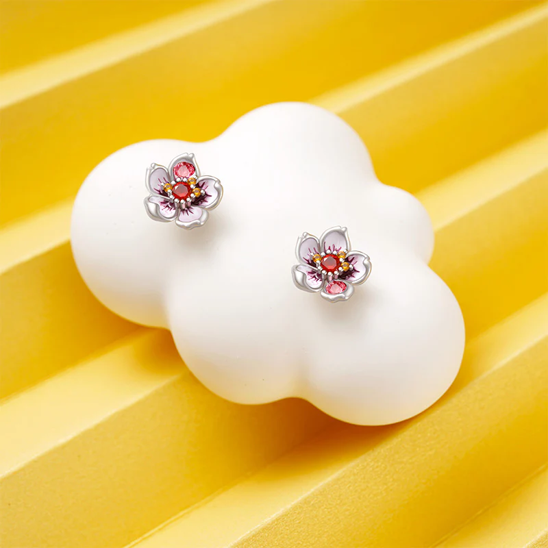Gnoce Pink Cherry Blossoms Stud Earrings - Image 2
