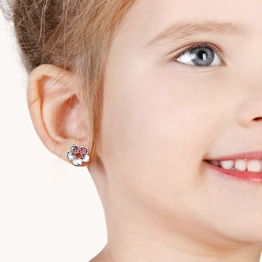 Gnoce Pink Cherry Blossoms Stud Earrings - Image 4