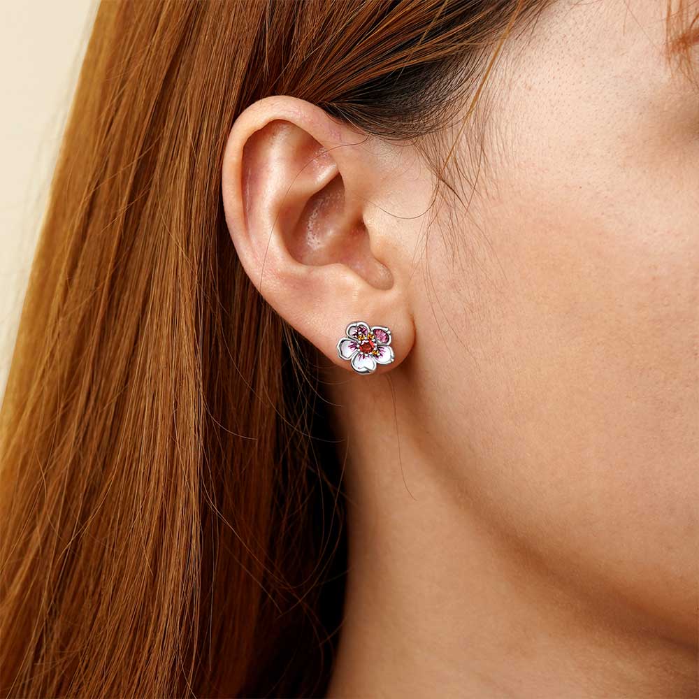 Gnoce Pink Cherry Blossoms Stud Earrings - Image 3