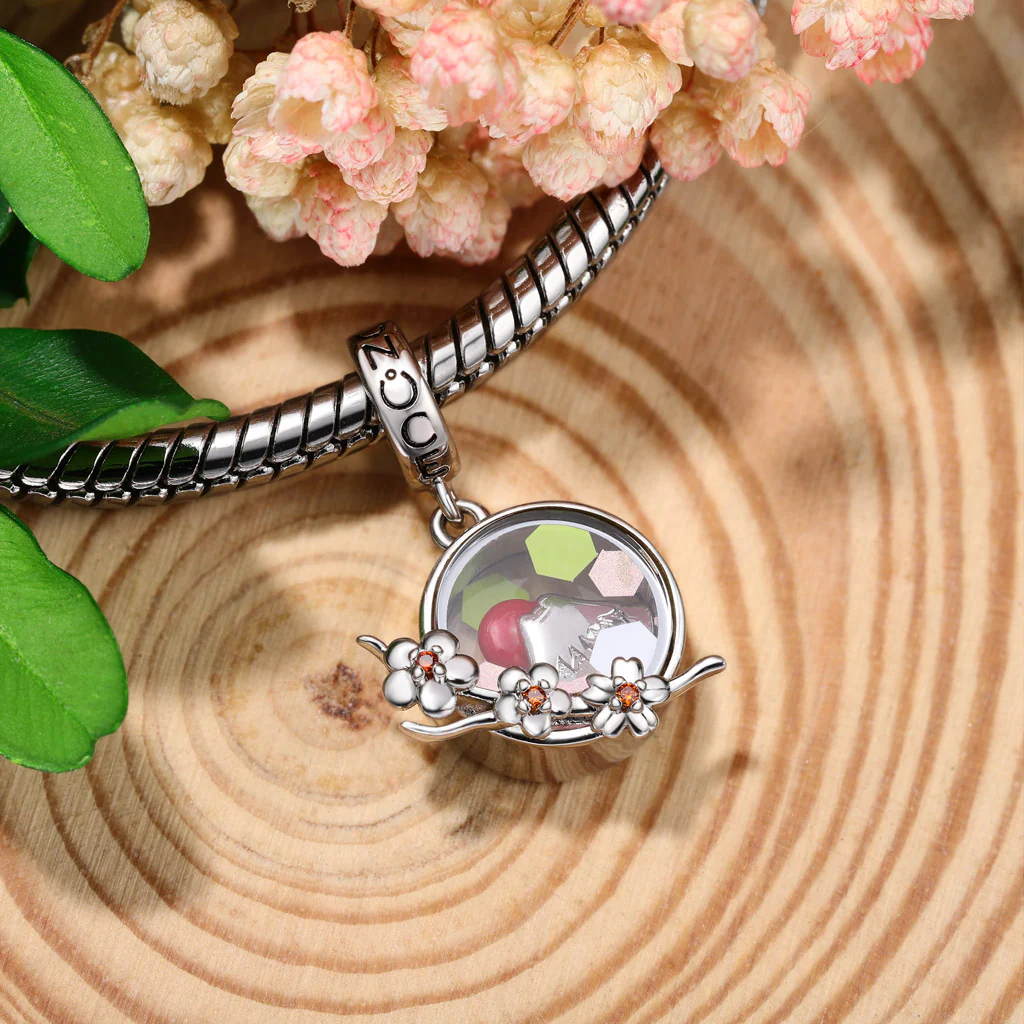 Gnoce Cherry Blossom Mount Fuji Quicksand Charm Platinum-plated Silver Blend - Image 4