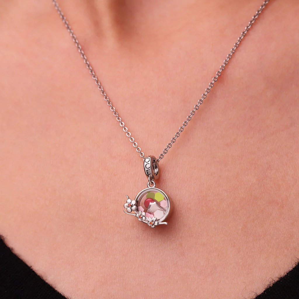 Gnoce Cherry Blossom Mount Fuji Quicksand Charm Platinum-plated Silver Blend - Image 5