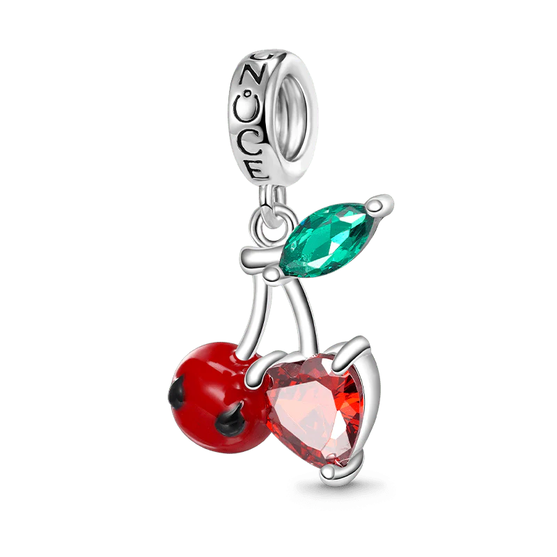 Gnoce Cherry Embraces Heart Gem Pendant Dangle Charm
