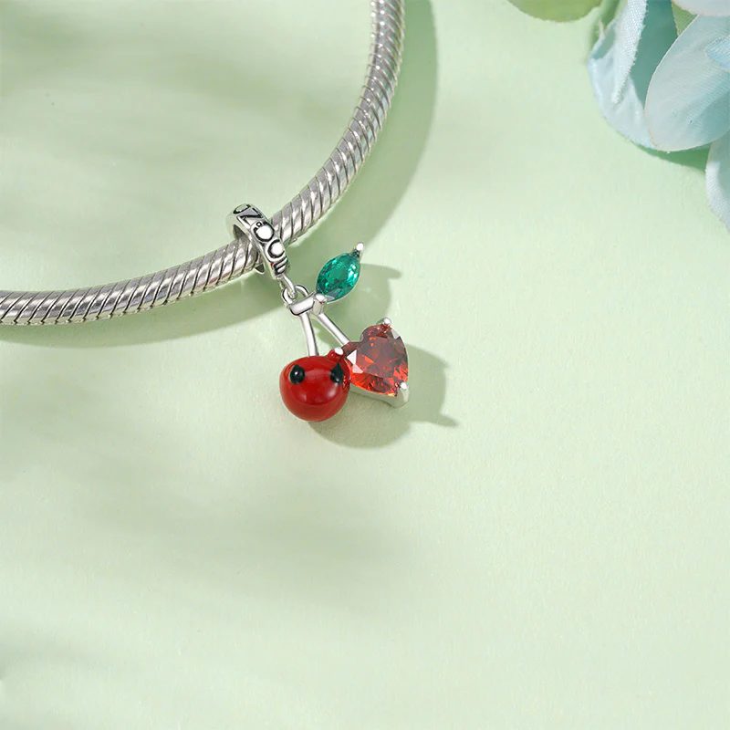 Gnoce Cherry Embraces Heart Gem Pendant Dangle Charm - Image 3
