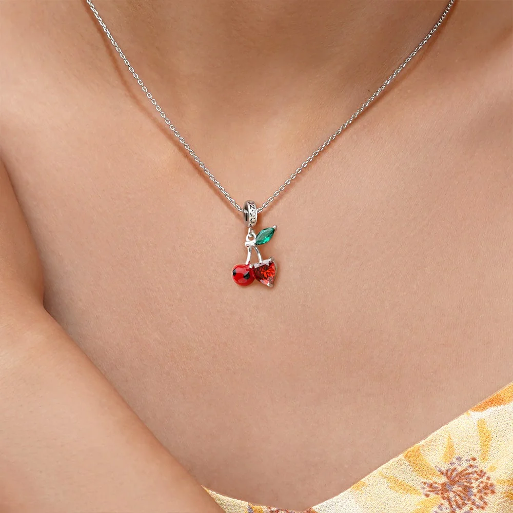 Gnoce Cherry Embraces Heart Gem Pendant Dangle Charm - Image 6