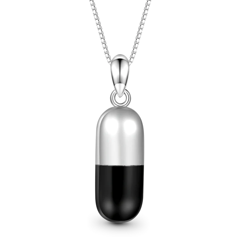 Gnoce Chill Pill Capsule Necklace Platinum-plated Silver Blend - Image 2
