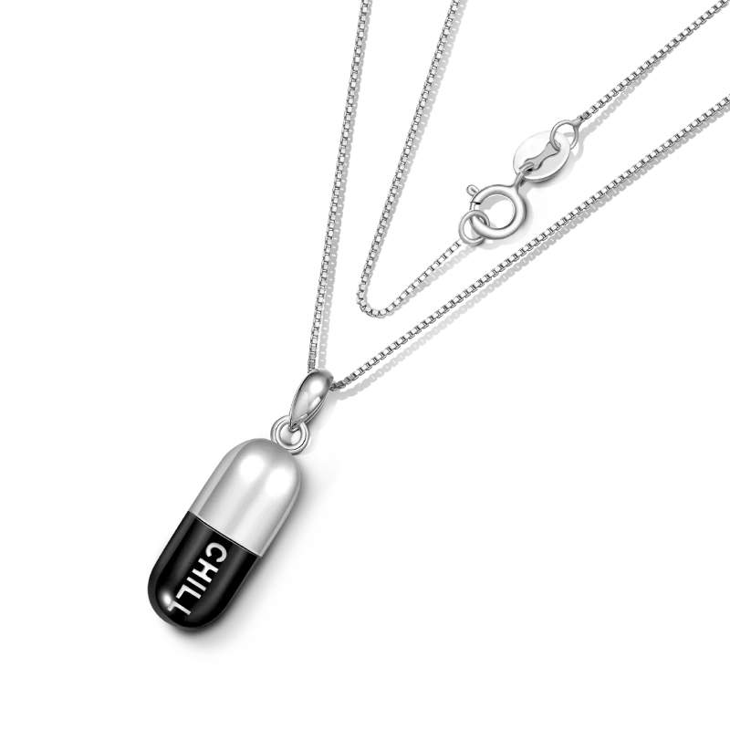 Gnoce Chill Pill Capsule Necklace Platinum-plated Silver Blend - Image 3