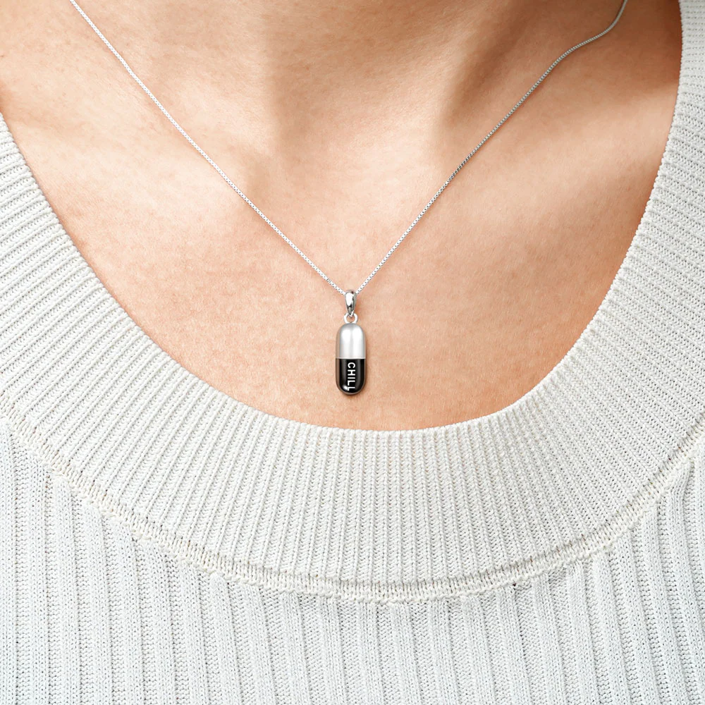 Gnoce Chill Pill Capsule Necklace Platinum-plated Silver Blend - Image 5