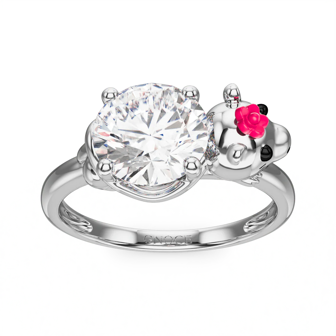 Gnoce Capybara Embraces Moissanite Ring Platinum-plated Silver Blend - Image 2