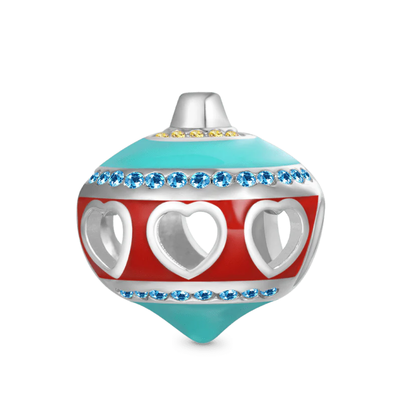 Gnoce Sparkling Christmas Ball Charm Platinum-plated Silver Blend
