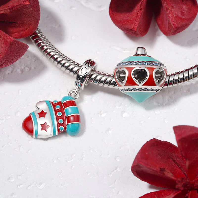 Gnoce Sparkling Christmas Ball Charm Platinum-plated Silver Blend - Image 2