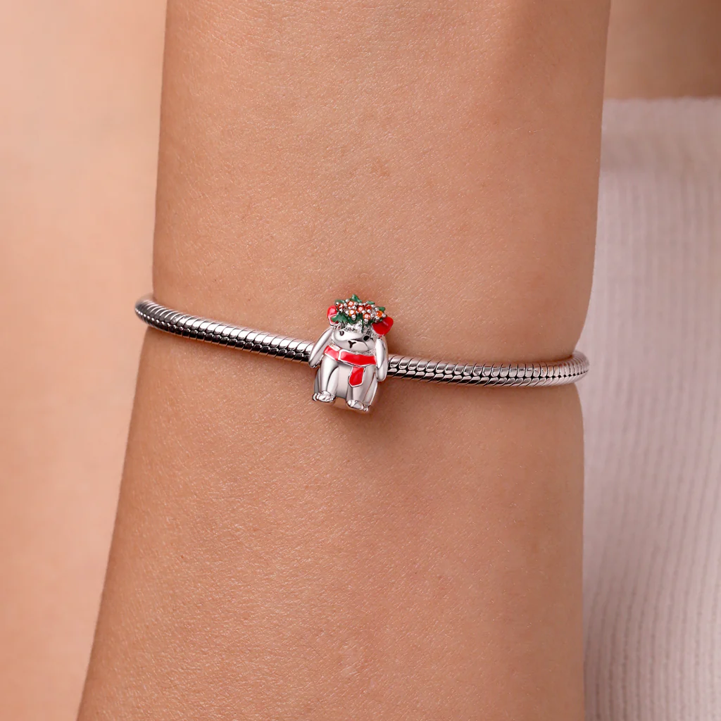 Gnoce Christmas Bunny Charm Platinum-plated Silver Blend - Image 5