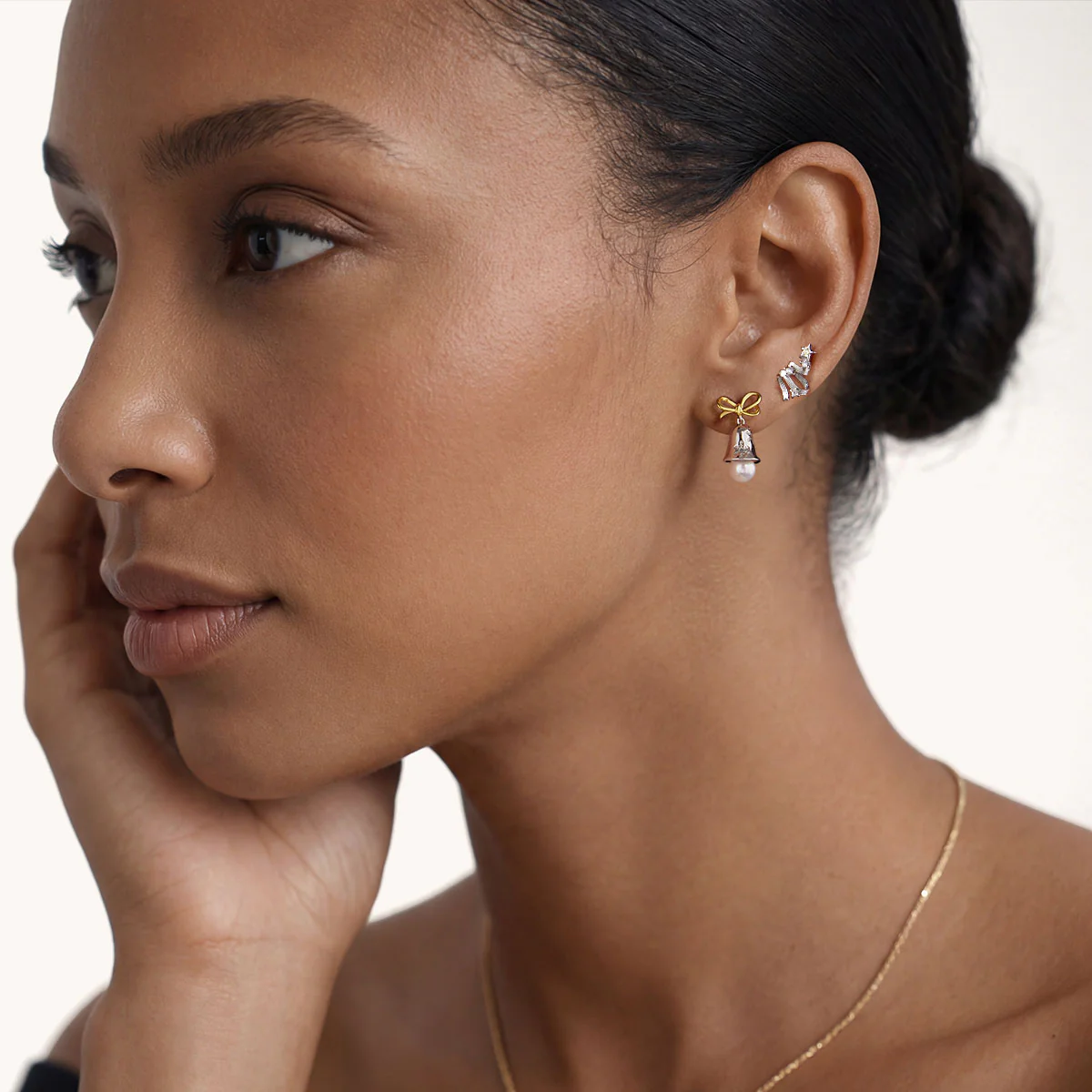 Gnoce Snowflake Bell and Christmas Tree Earring Set - Image 2