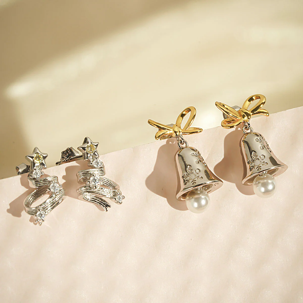Gnoce Snowflake Bell and Christmas Tree Earring Set - Image 3