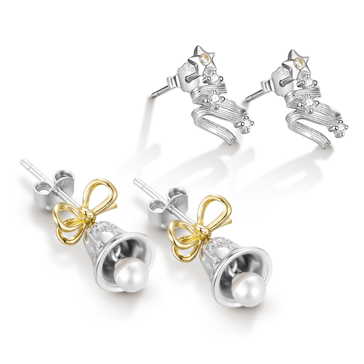 Gnoce Snowflake Bell and Christmas Tree Earring Set - Image 5