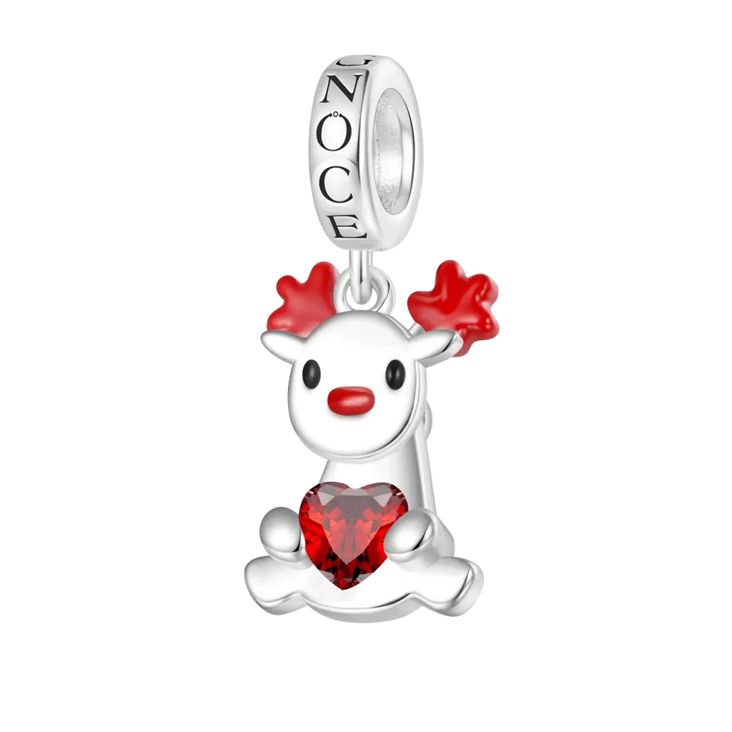 Gnoce Christmas Elk Rotating Body Embraces Charm Platinum-plated Silver Blend