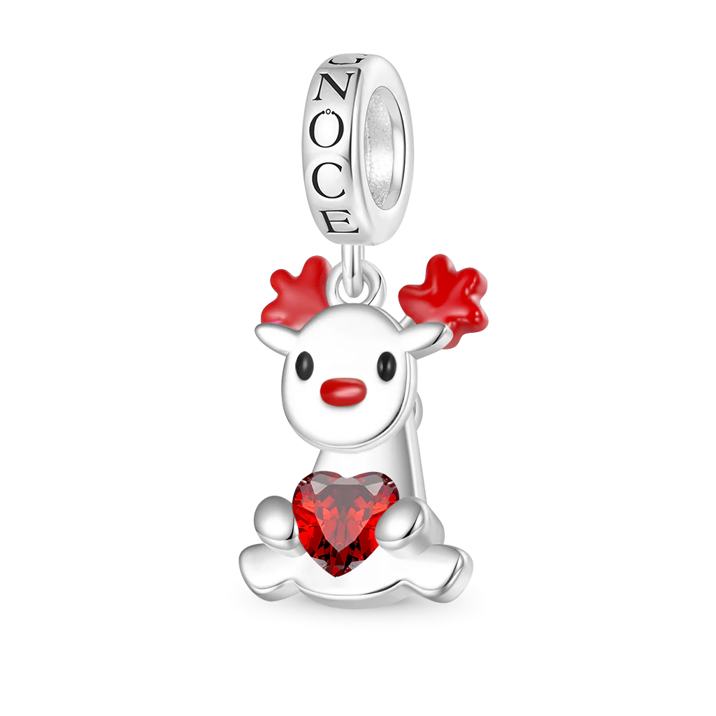 Gnoce Christmas Elk Rotating Body Embraces Charm Platinum-plated Silver Blend - Image 2