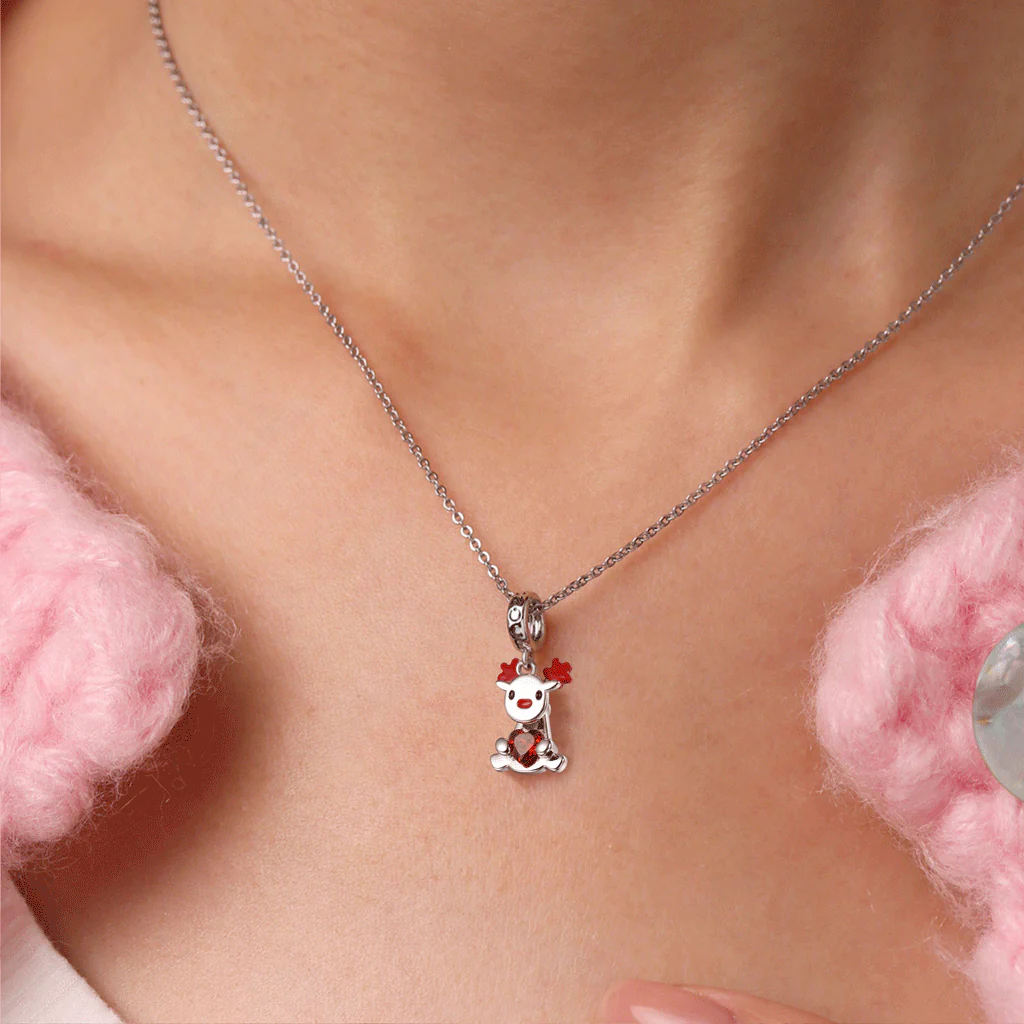 Gnoce Christmas Elk Rotating Body Embraces Charm Platinum-plated Silver Blend - Image 6