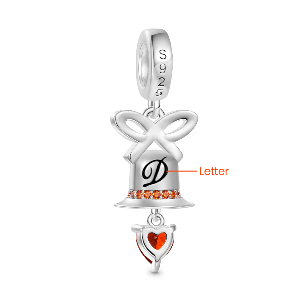 Gnoce Engravable Christmas Bell Birthstone Charm Platinum-plated Silver Blend - Image 2