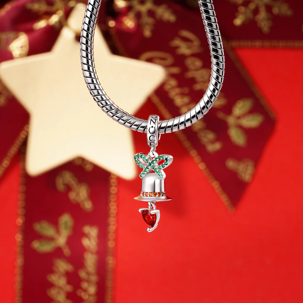 Gnoce Engravable Christmas Bell Birthstone Charm Platinum-plated Silver Blend - Image 3