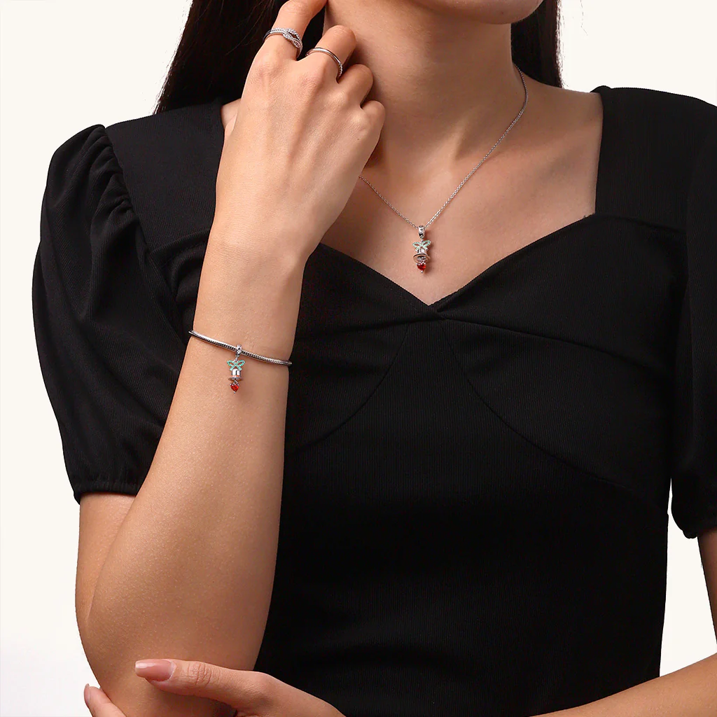 Gnoce Engravable Christmas Bell Birthstone Charm Platinum-plated Silver Blend - Image 4