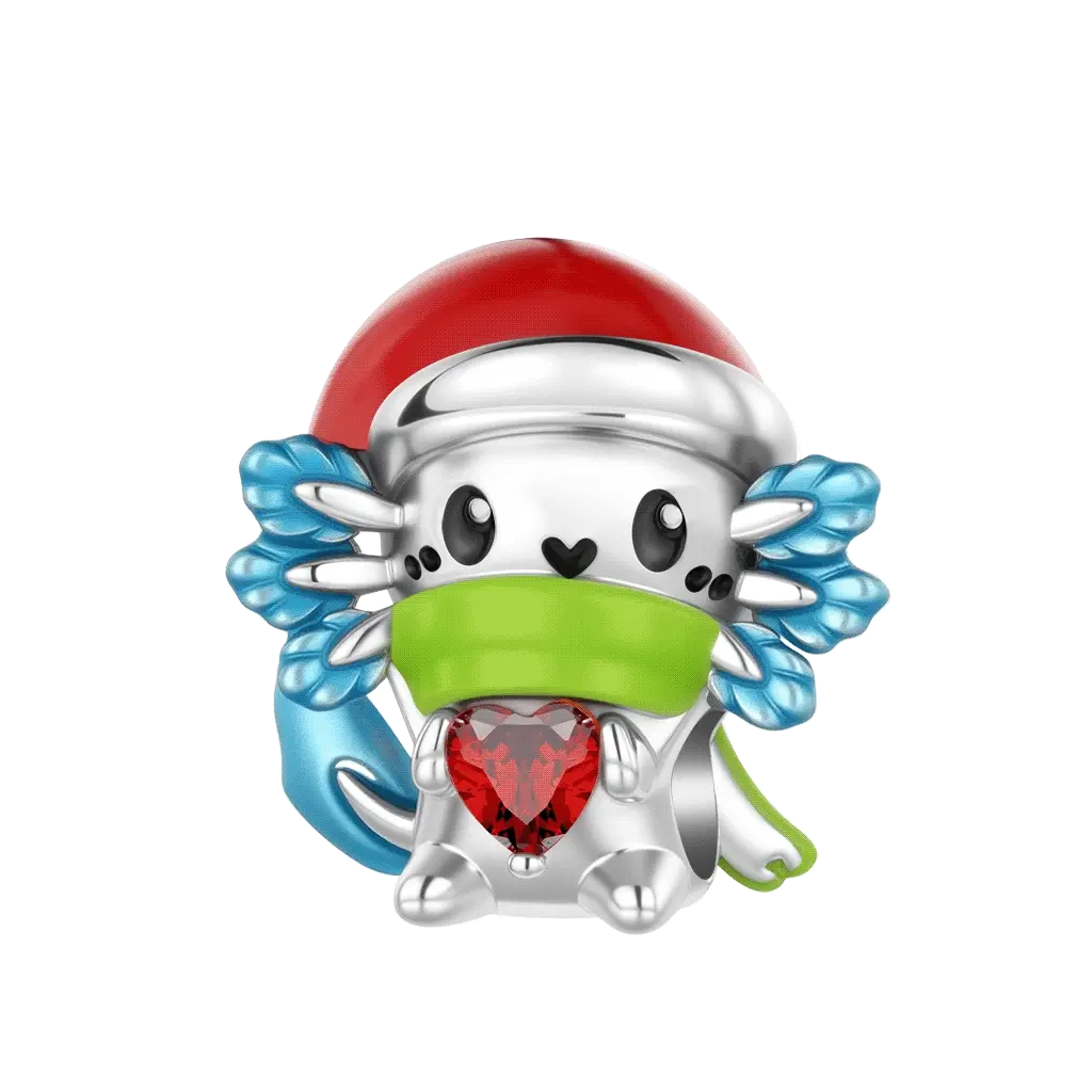 Gnoce Glow-in-the-Dark Christmas Salamander Charm Platinum-plated Silver Blend