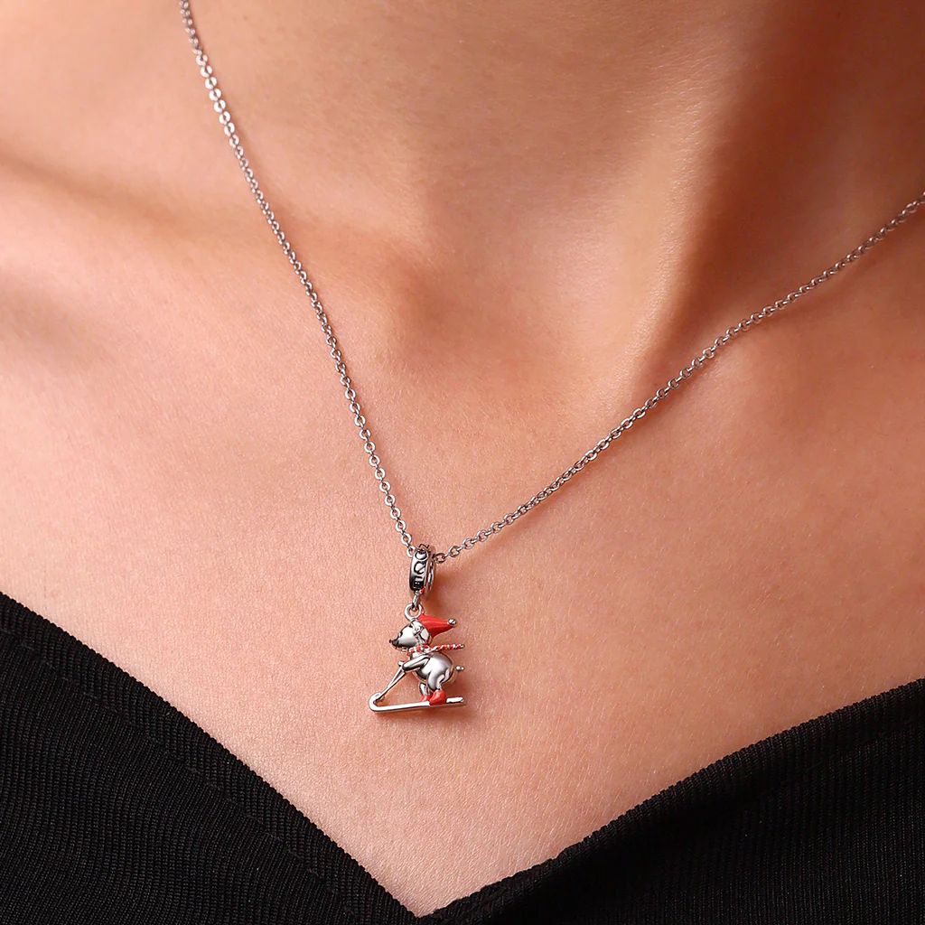 Gnoce Christmas Skiing Polar Bear Charm Platinum-plated Silver Blend - Image 5