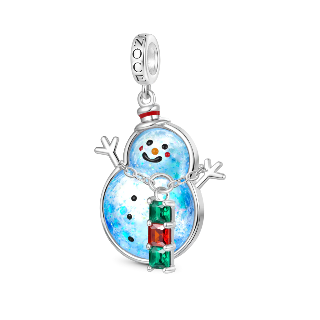 Gnoce Christmas Snowman Glow-in-the-Dark Quicksand Charm Platinum-plated Silver Blend - Image 2