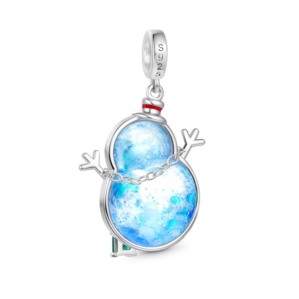 Gnoce Christmas Snowman Glow-in-the-Dark Quicksand Charm Platinum-plated Silver Blend - Image 3