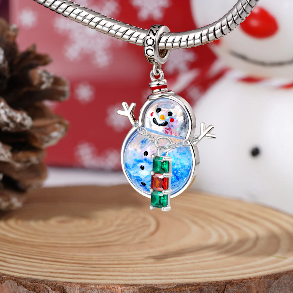 Gnoce Christmas Snowman Glow-in-the-Dark Quicksand Charm Platinum-plated Silver Blend - Image 4