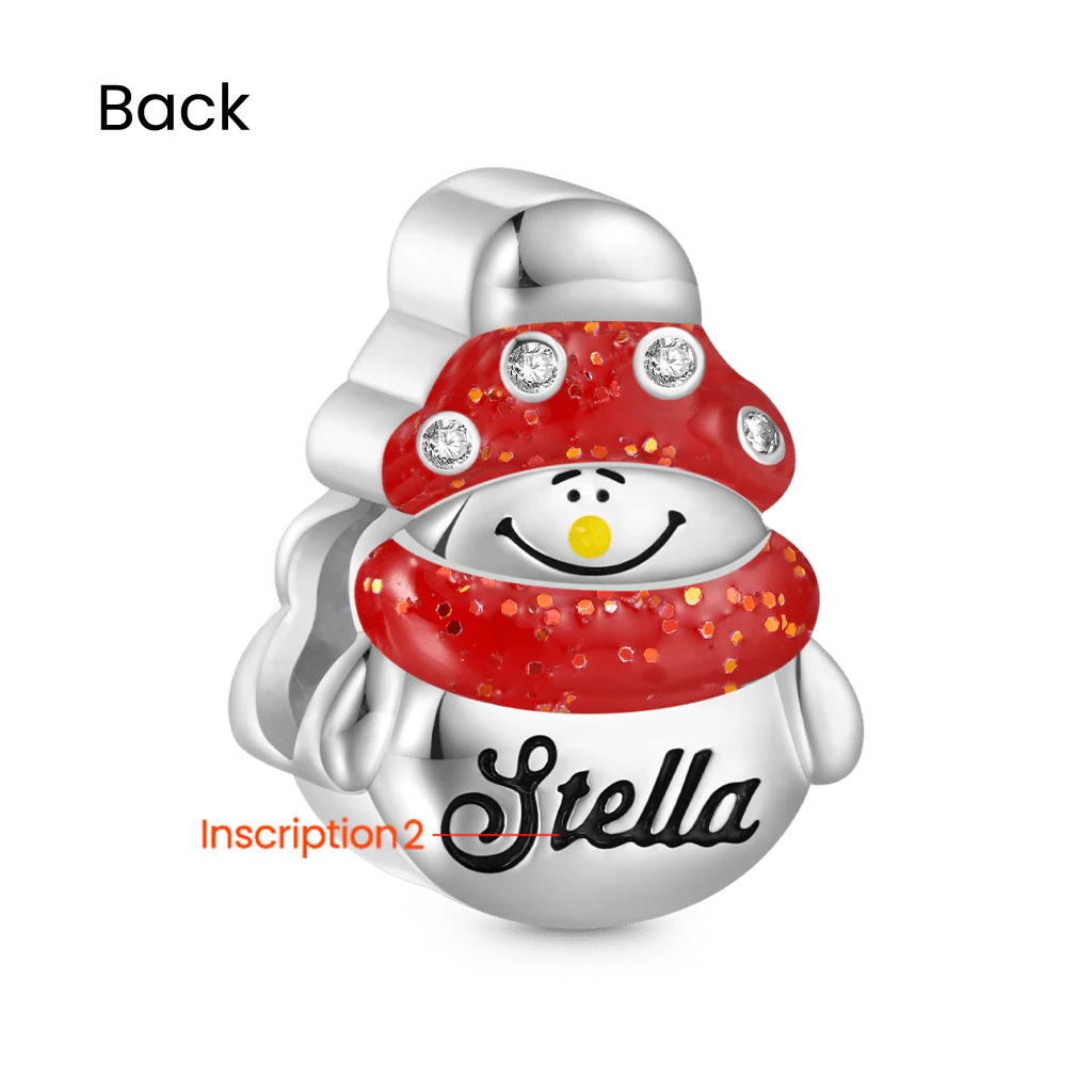 Gnoce Christmas Snowman Wearing Scarf Engravable Charm Platinum-plated Silver Blend - Image 3
